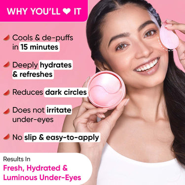 Dot & Key Watermelon Cooling Hydrogel Under Eye Patches for Dark Circles & Puffiness Reduction | With Hyaluronic & Niacinamide | Eye Patches | Instantly Hydrates, Cools & De-Puffs | 60 Patches